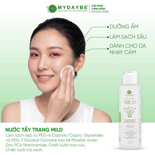 Nước Tẩy Trang MILD Làm sạch da và dưỡng ẩm, ngăn ngừa mụn, giúp sáng da