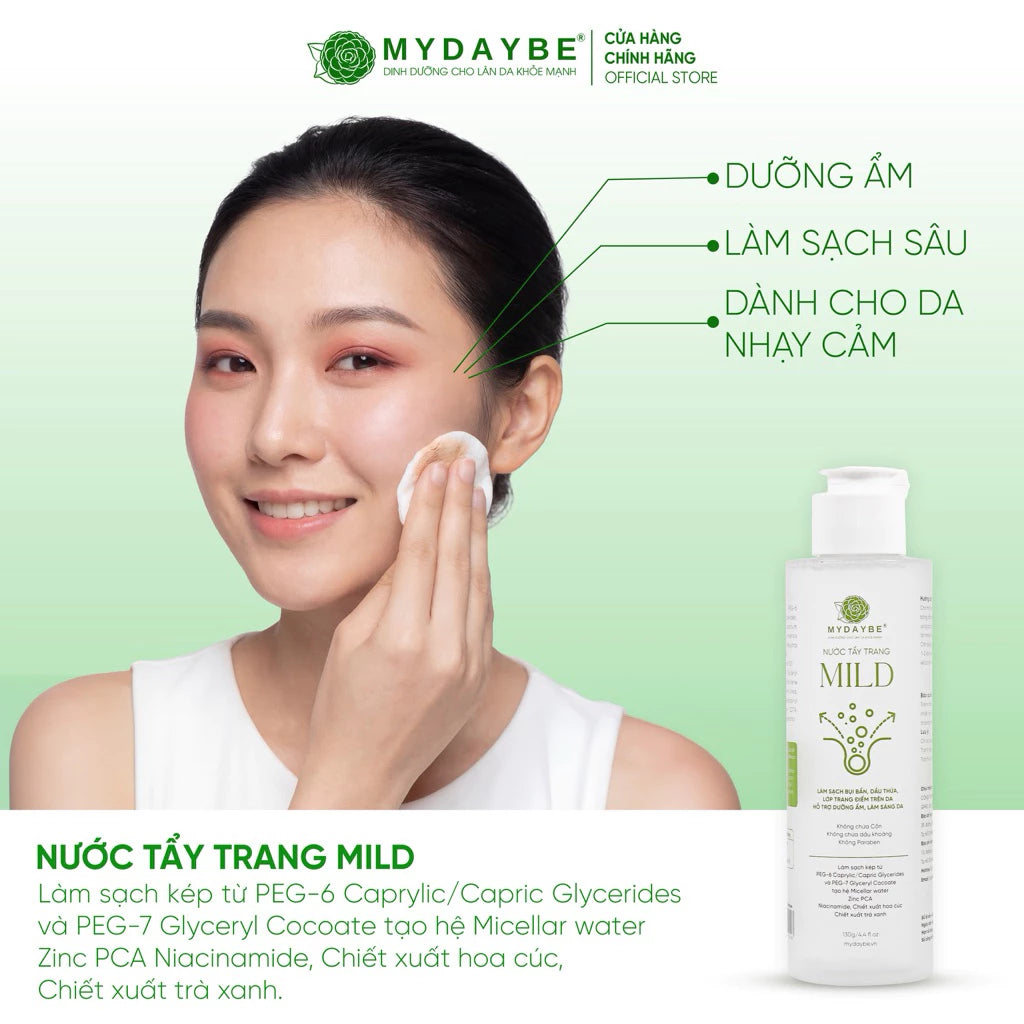 Nước Tẩy Trang MILD Làm sạch da và dưỡng ẩm, ngăn ngừa mụn, giúp sáng da